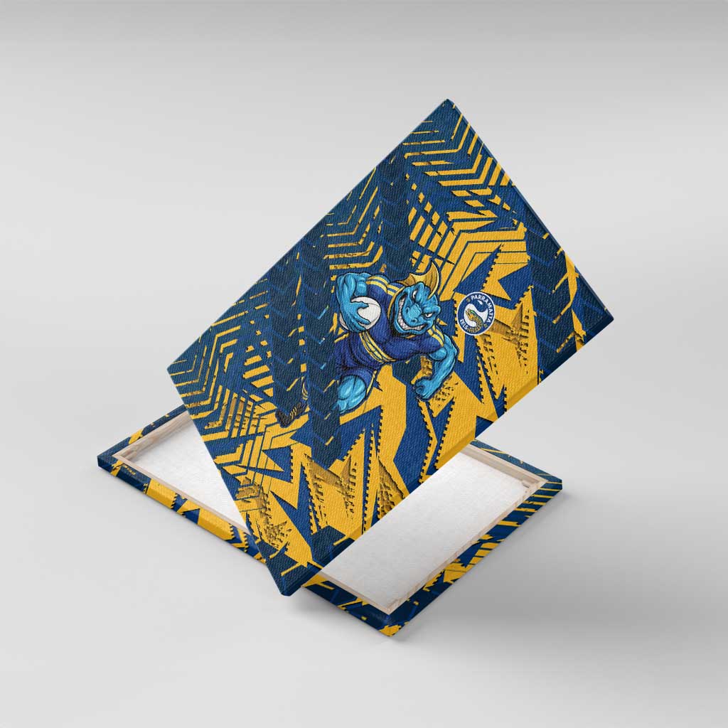 Parramatta Eels Rugby Canvas Wall Art Fierce Mascot Geometric Tribal Art