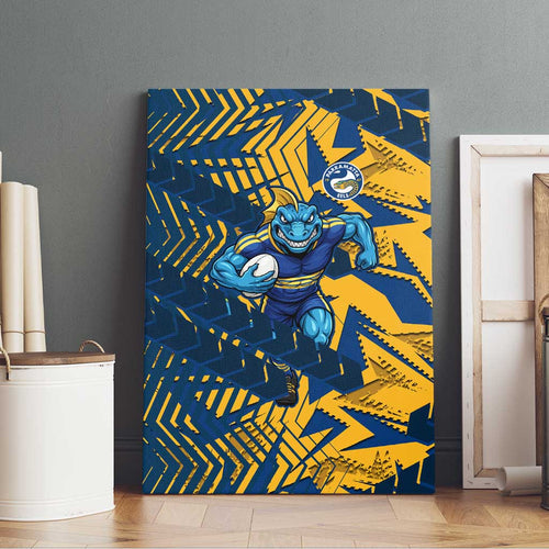 Parramatta Eels Rugby Canvas Wall Art Fierce Mascot Geometric Tribal Art