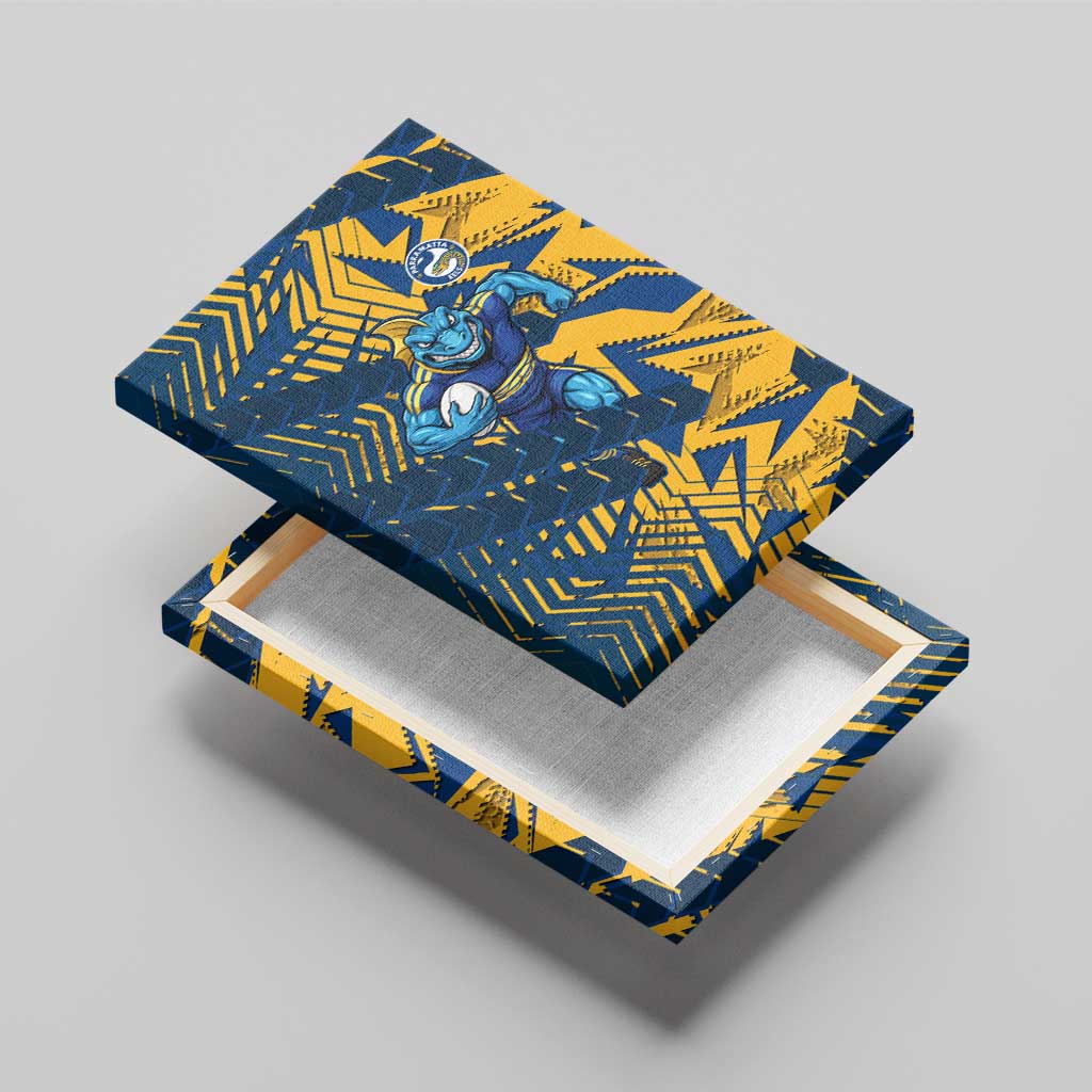 Parramatta Eels Rugby Canvas Wall Art Fierce Mascot Geometric Tribal Art