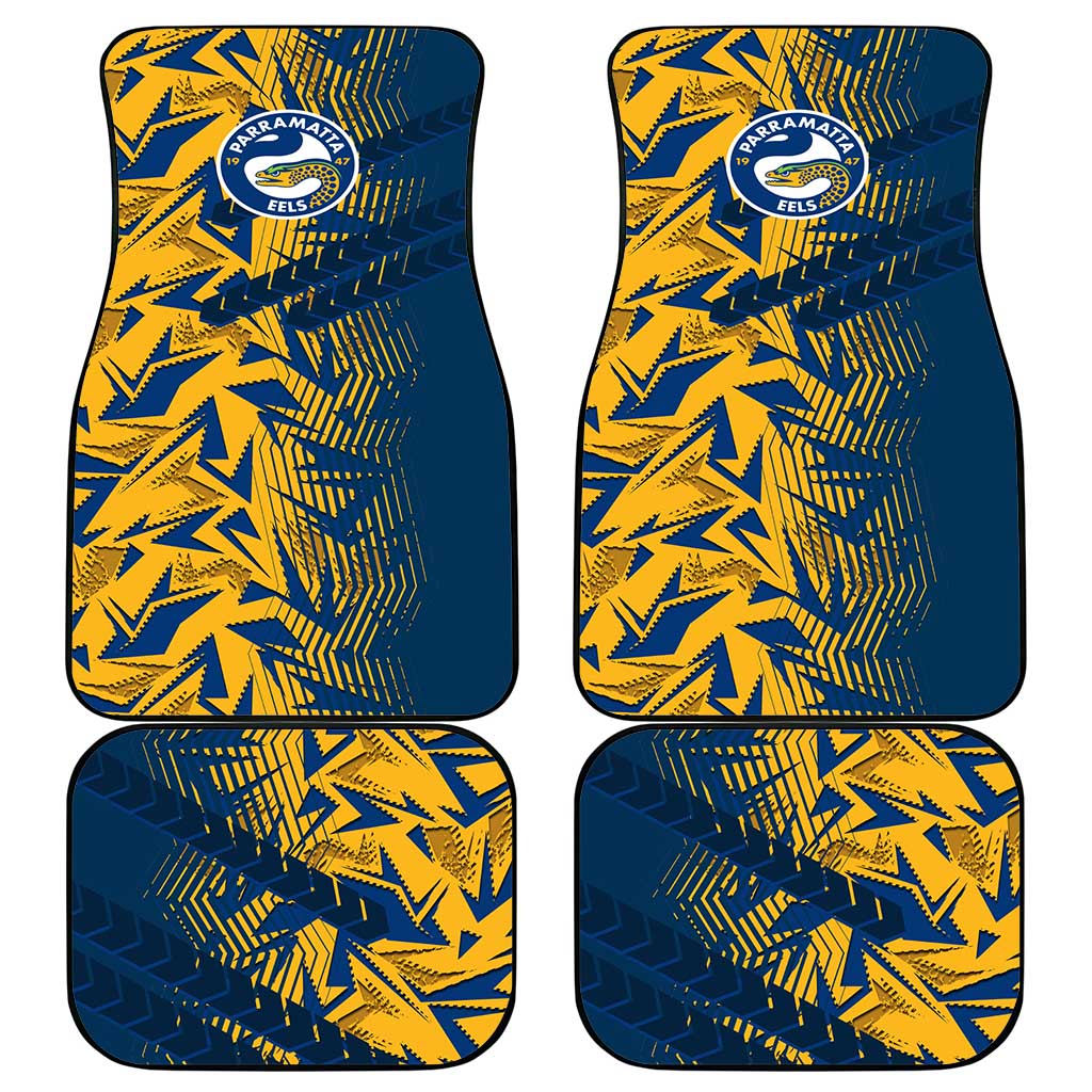 Parramatta Eels Rugby Car Mats Fierce Mascot Geometric Tribal Art
