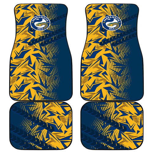 Parramatta Eels Rugby Car Mats Fierce Mascot Geometric Tribal Art