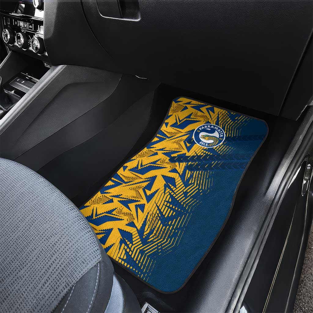Parramatta Eels Rugby Car Mats Fierce Mascot Geometric Tribal Art
