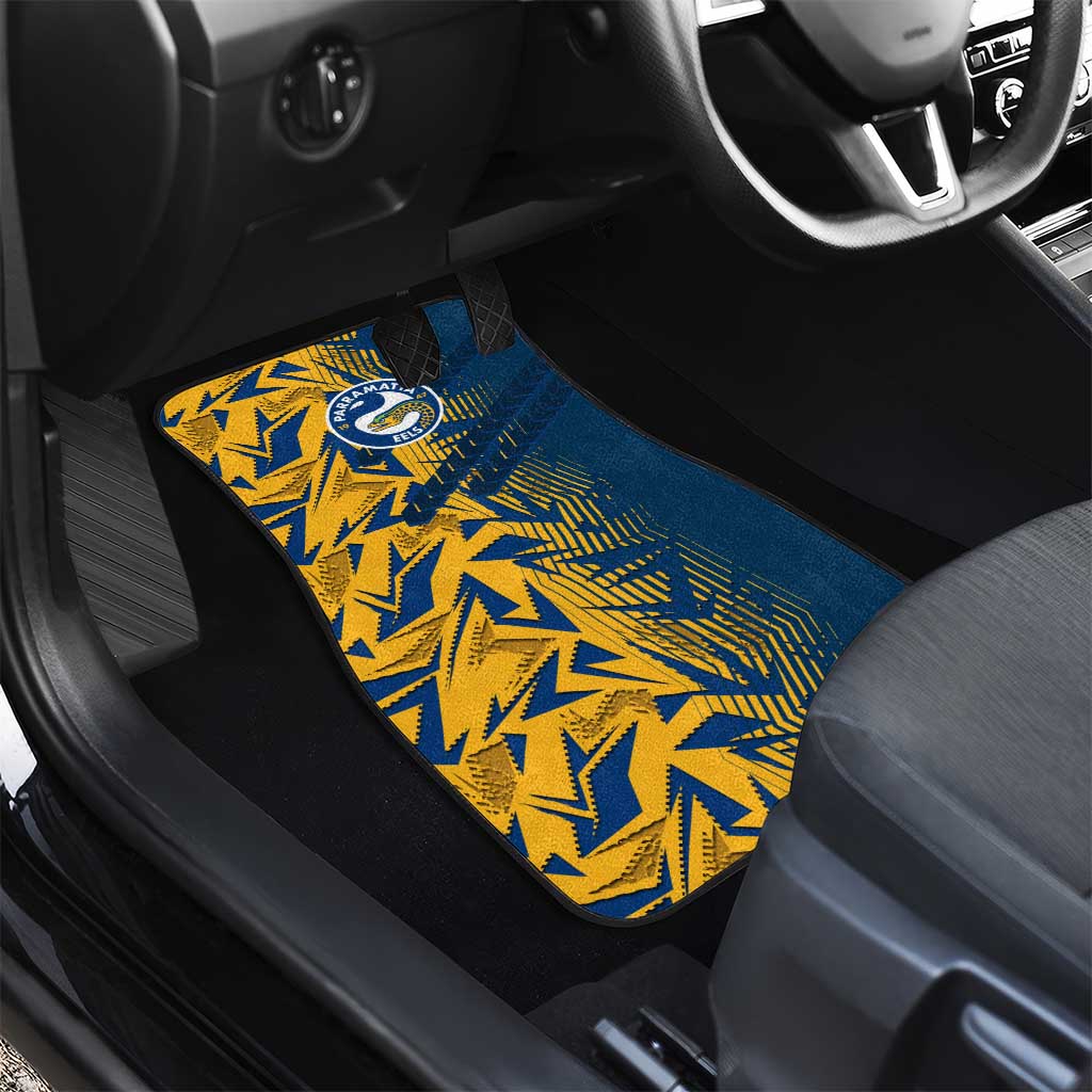 Parramatta Eels Rugby Car Mats Fierce Mascot Geometric Tribal Art
