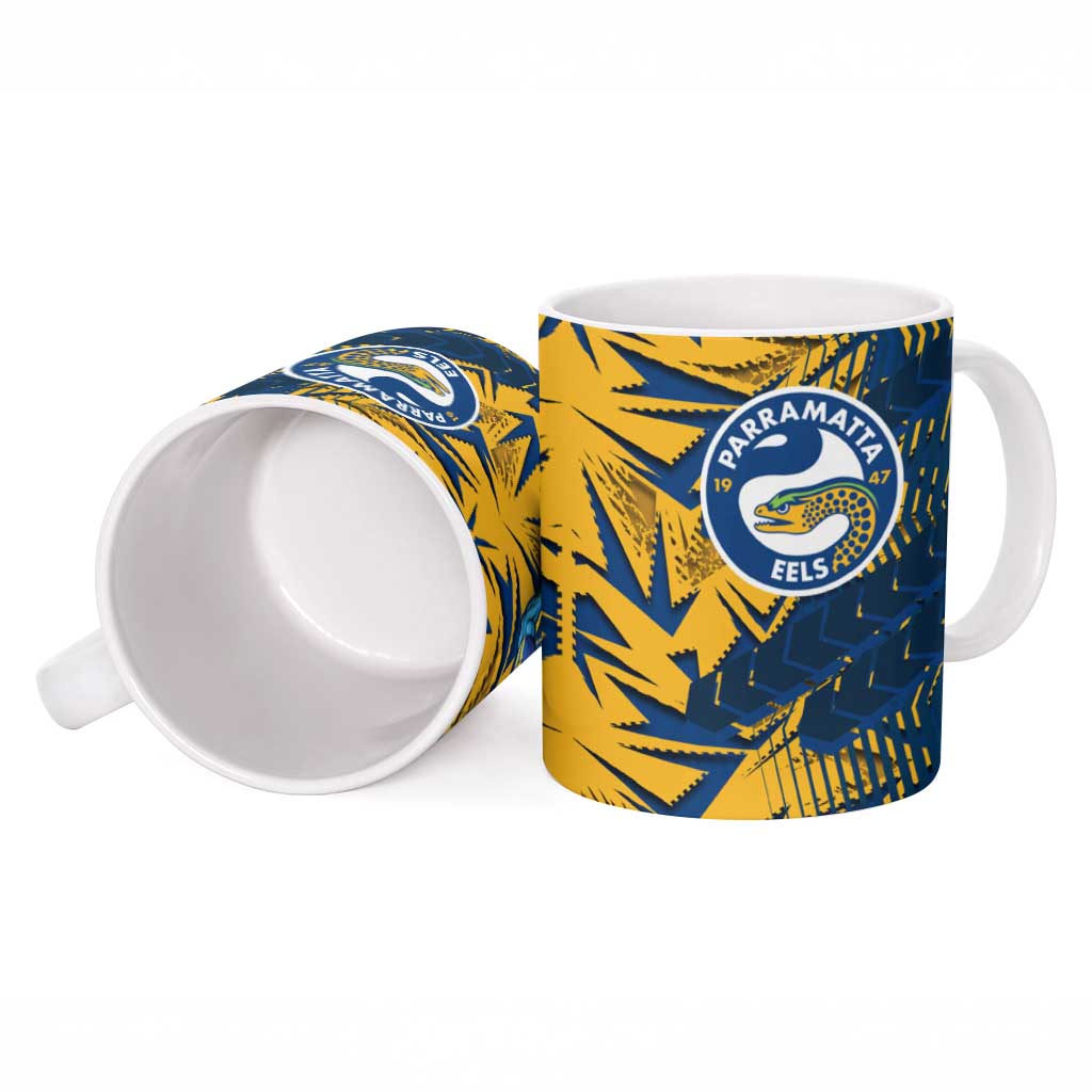 Parramatta Eels Rugby Ceramic Mug Fierce Mascot Geometric Tribal Art