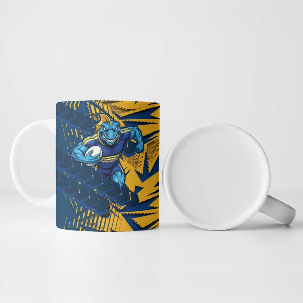 Parramatta Eels Rugby Ceramic Mug Fierce Mascot Geometric Tribal Art