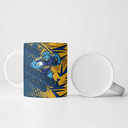 Parramatta Eels Rugby Ceramic Mug Fierce Mascot Geometric Tribal Art