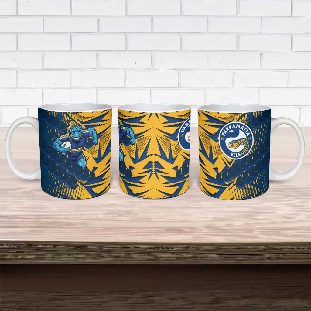 Parramatta Eels Rugby Ceramic Mug Fierce Mascot Geometric Tribal Art