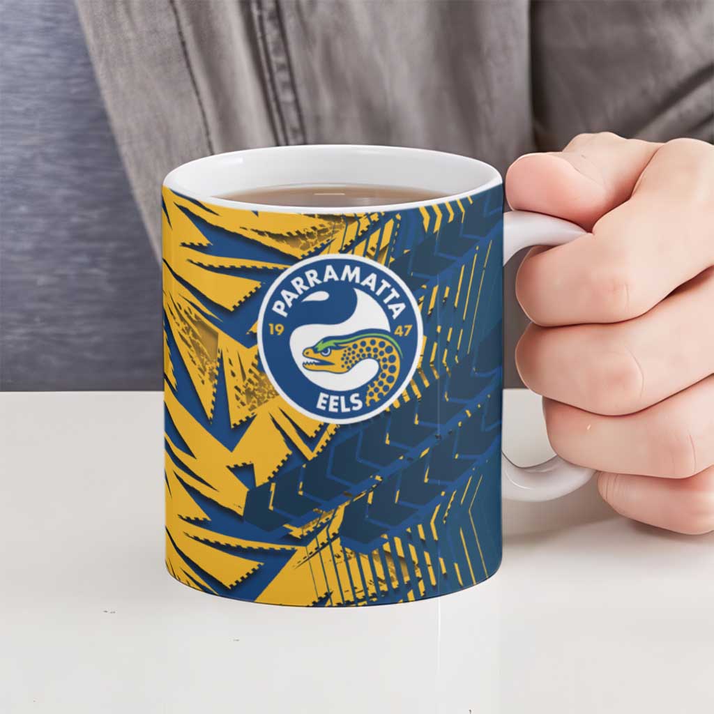 Parramatta Eels Rugby Ceramic Mug Fierce Mascot Geometric Tribal Art