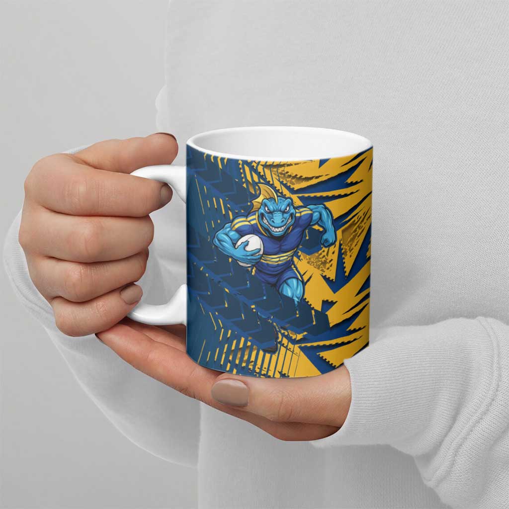 Parramatta Eels Rugby Ceramic Mug Fierce Mascot Geometric Tribal Art