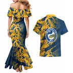 Parramatta Eels Rugby Couples Matching Mermaid Dress and Hawaiian Shirt Fierce Mascot Geometric Tribal Art