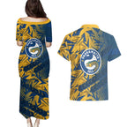 Parramatta Eels Rugby Couples Matching Puletasi and Hawaiian Shirt Fierce Mascot Geometric Tribal Art