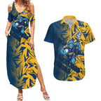 Parramatta Eels Rugby Couples Matching Summer Maxi Dress and Hawaiian Shirt Fierce Mascot Geometric Tribal Art