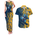 Parramatta Eels Rugby Couples Matching Tank Maxi Dress and Hawaiian Shirt Fierce Mascot Geometric Tribal Art