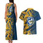 Parramatta Eels Rugby Couples Matching Tank Maxi Dress and Hawaiian Shirt Fierce Mascot Geometric Tribal Art