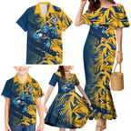Parramatta Eels Rugby Family Matching Mermaid Dress and Hawaiian Shirt Fierce Mascot Geometric Tribal Art