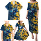 Parramatta Eels Rugby Family Matching Puletasi and Hawaiian Shirt Fierce Mascot Geometric Tribal Art