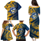 Parramatta Eels Rugby Family Matching Puletasi and Hawaiian Shirt Fierce Mascot Geometric Tribal Art