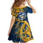 Parramatta Eels Rugby Family Matching Summer Maxi Dress and Hawaiian Shirt Fierce Mascot Geometric Tribal Art
