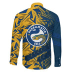 Parramatta Eels Rugby Family Matching Summer Maxi Dress and Hawaiian Shirt Fierce Mascot Geometric Tribal Art