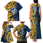 Parramatta Eels Rugby Family Matching Tank Maxi Dress and Hawaiian Shirt Fierce Mascot Geometric Tribal Art