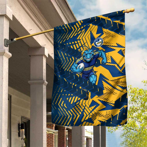 Parramatta Eels Rugby Garden Flag Fierce Mascot Geometric Tribal Art
