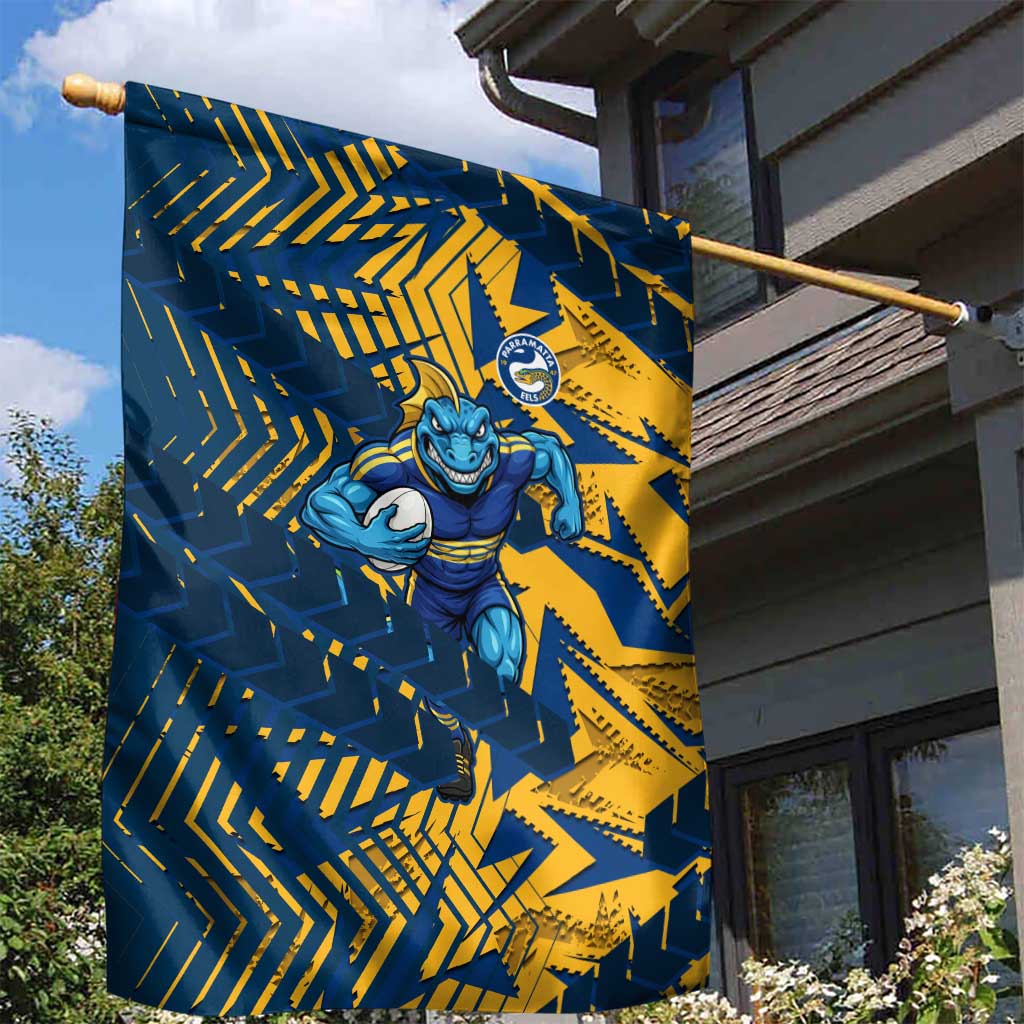 Parramatta Eels Rugby Garden Flag Fierce Mascot Geometric Tribal Art