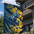 Parramatta Eels Rugby Garden Flag Fierce Mascot Geometric Tribal Art