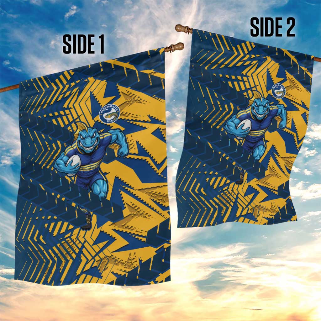 Parramatta Eels Rugby Garden Flag Fierce Mascot Geometric Tribal Art