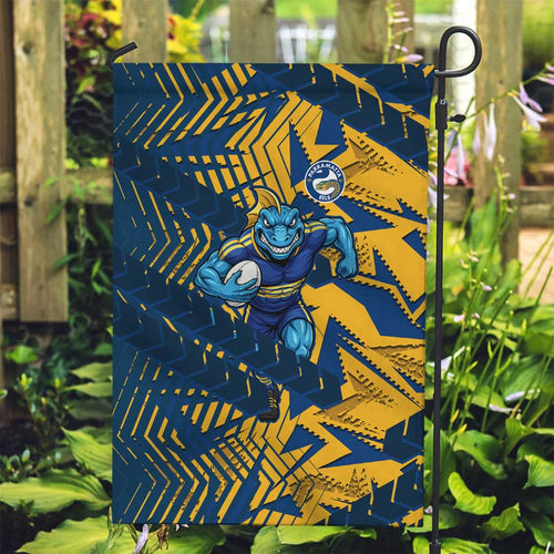 Parramatta Eels Rugby Garden Flag Fierce Mascot Geometric Tribal Art