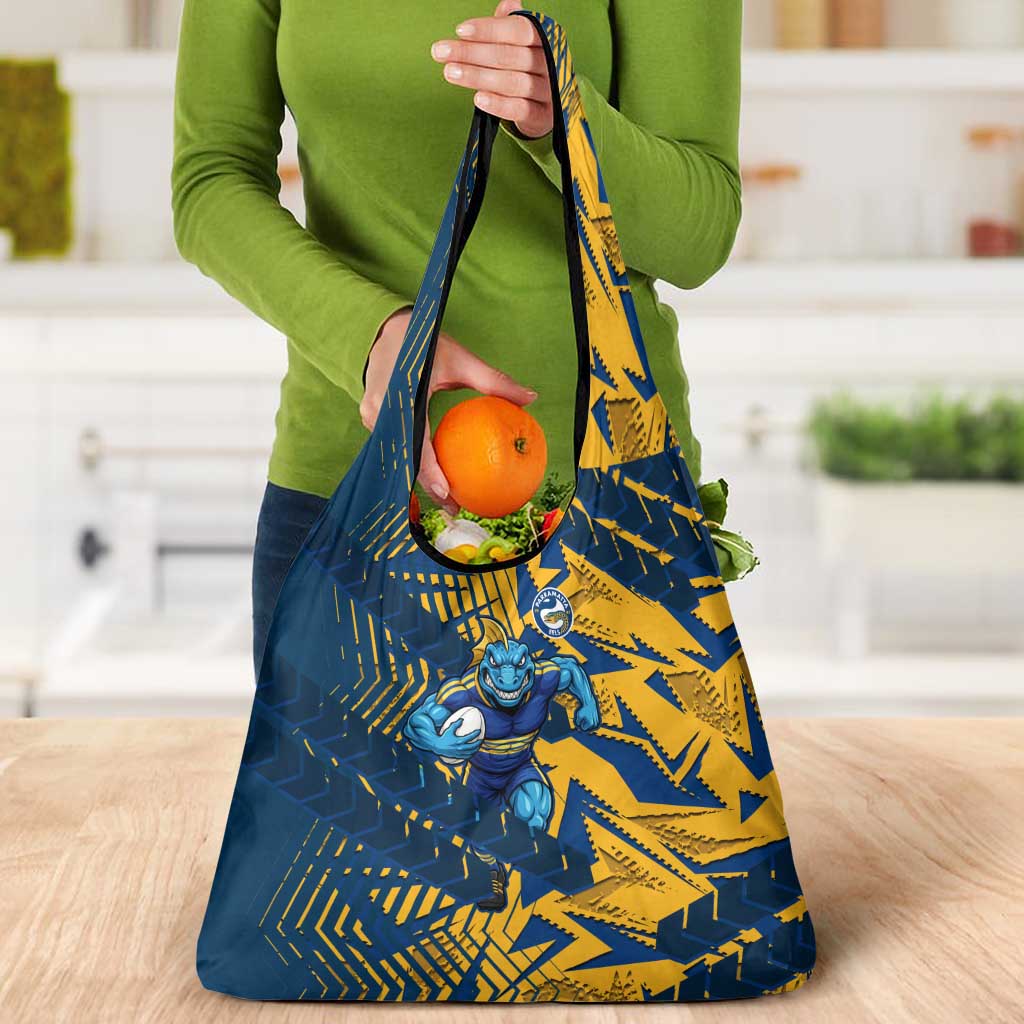 Parramatta Eels Rugby Grocery Bag Fierce Mascot Geometric Tribal Art