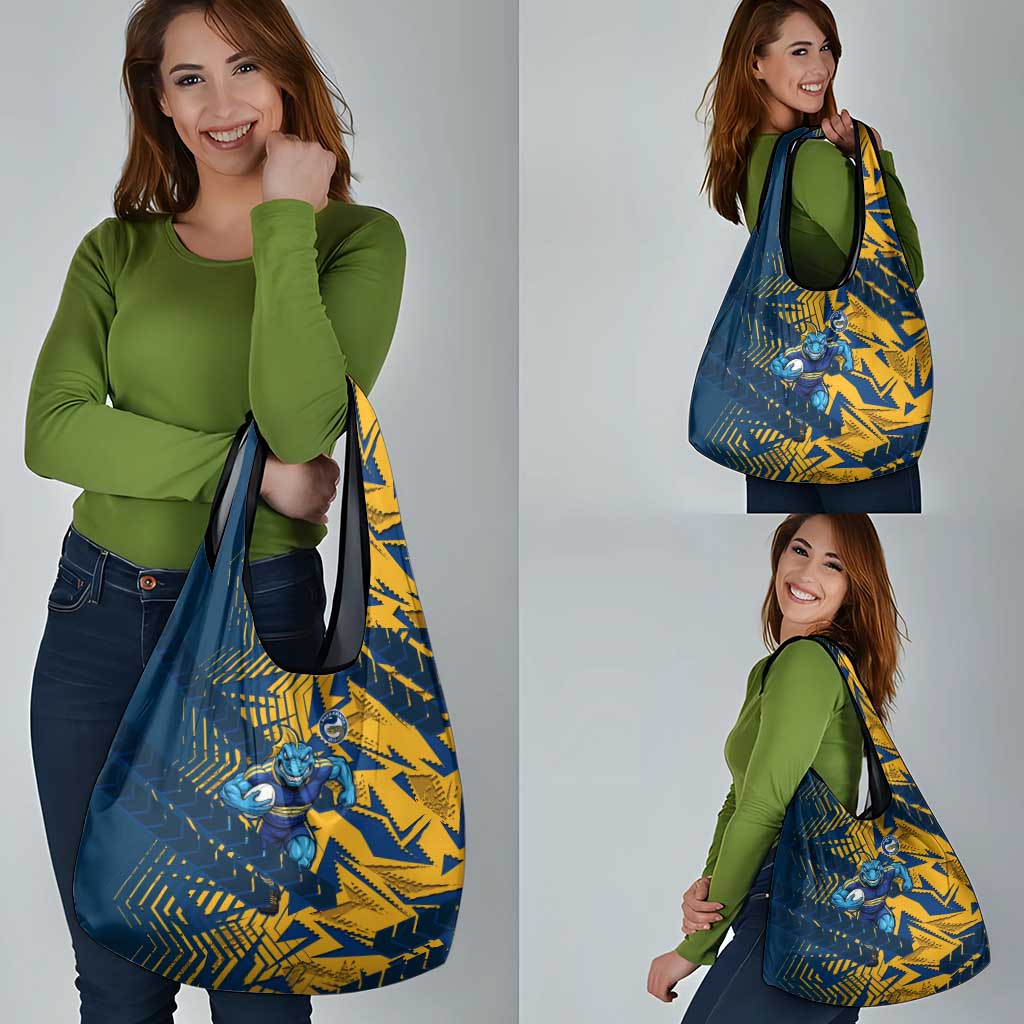Parramatta Eels Rugby Grocery Bag Fierce Mascot Geometric Tribal Art