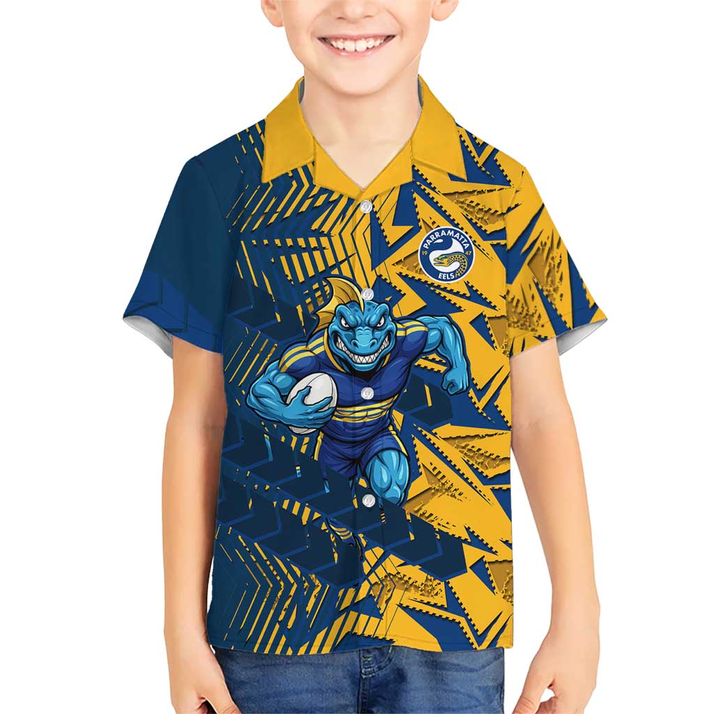 Parramatta Eels Rugby Hawaiian Shirt Fierce Mascot Geometric Tribal Art