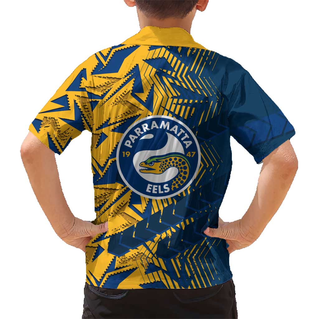 Parramatta Eels Rugby Hawaiian Shirt Fierce Mascot Geometric Tribal Art