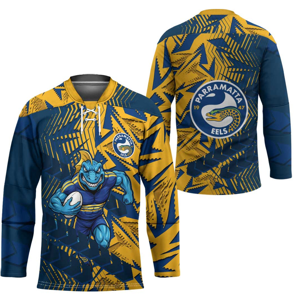 Parramatta Eels Rugby Hockey Jersey Fierce Mascot Geometric Tribal Art