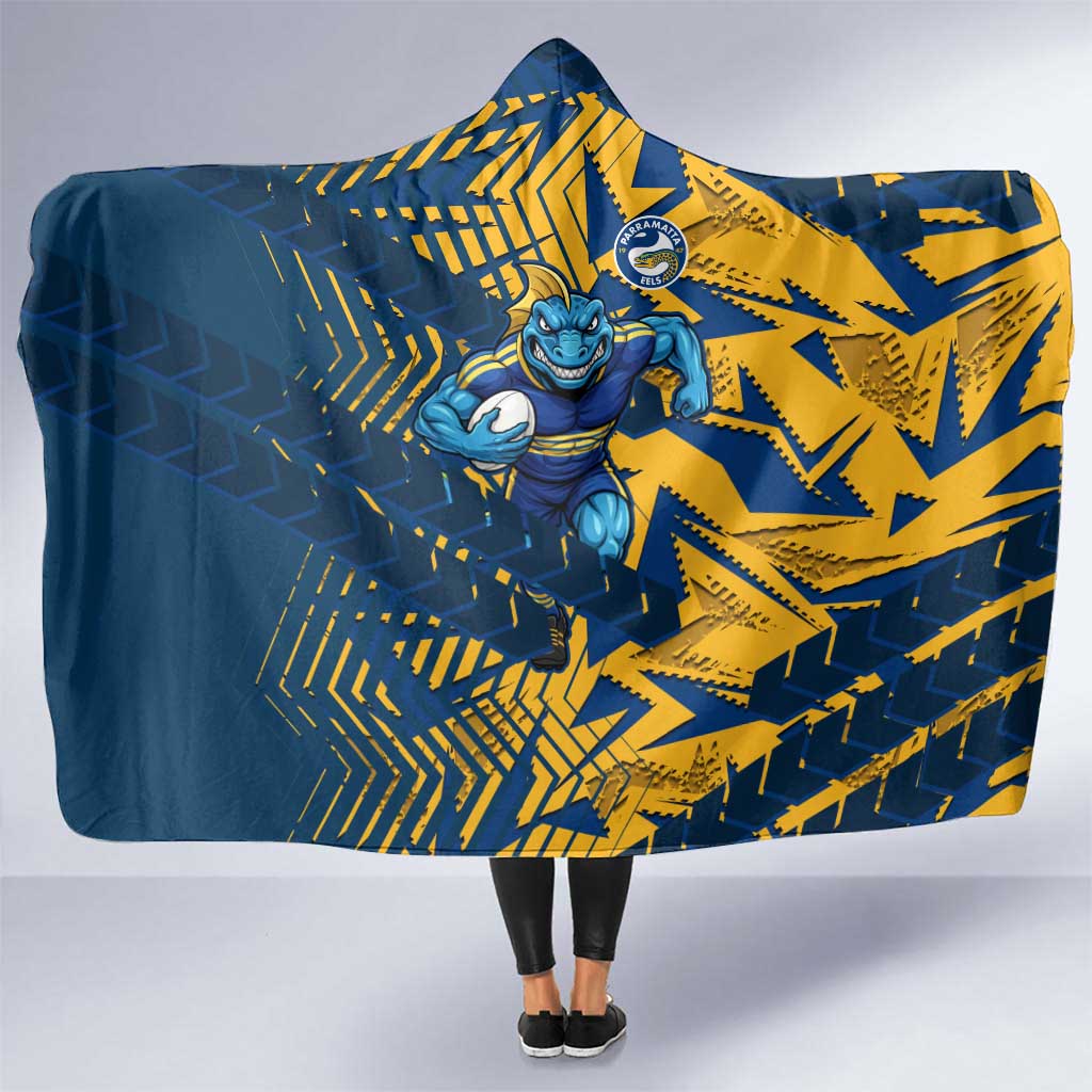 Parramatta Eels Rugby Hooded Blanket Fierce Mascot Geometric Tribal Art