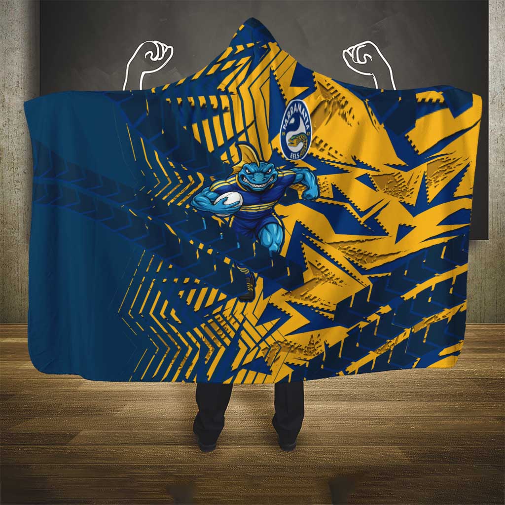 Parramatta Eels Rugby Hooded Blanket Fierce Mascot Geometric Tribal Art