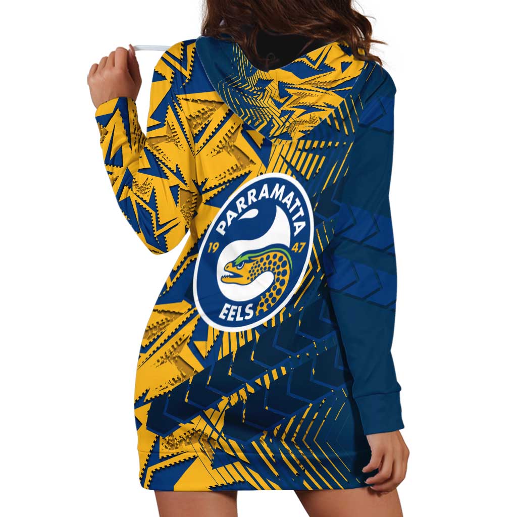 Parramatta Eels Rugby Hoodie Dress Fierce Mascot Geometric Tribal Art