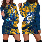 Parramatta Eels Rugby Hoodie Dress Fierce Mascot Geometric Tribal Art