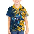 Parramatta Eels Rugby Kid Hawaiian Shirt Fierce Mascot Geometric Tribal Art