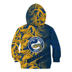 Parramatta Eels Rugby Kid Hoodie Fierce Mascot Geometric Tribal Art