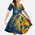 Parramatta Eels Rugby Kid Short Sleeve Dress Fierce Mascot Geometric Tribal Art