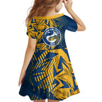 Parramatta Eels Rugby Kid Short Sleeve Dress Fierce Mascot Geometric Tribal Art