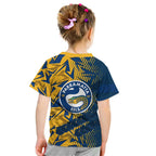 Parramatta Eels Rugby Kid T Shirt Fierce Mascot Geometric Tribal Art