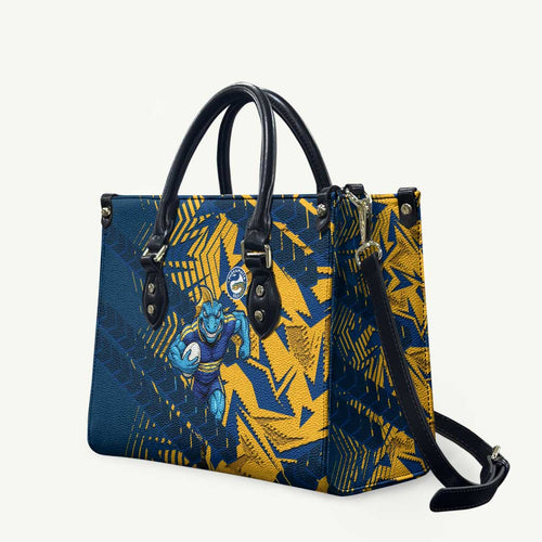 Parramatta Eels Rugby Leather Bag Fierce Mascot Geometric Tribal Art