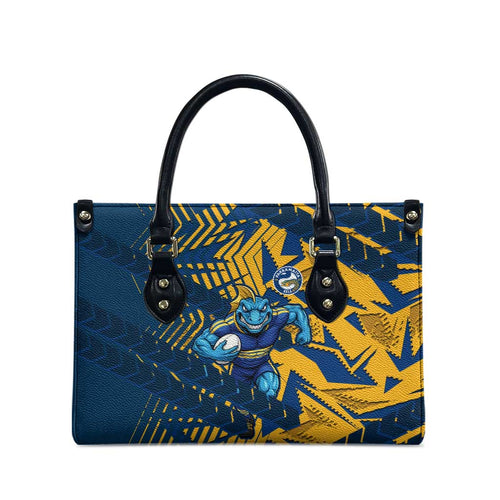 Parramatta Eels Rugby Leather Bag Fierce Mascot Geometric Tribal Art