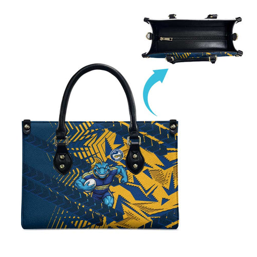 Parramatta Eels Rugby Leather Bag Fierce Mascot Geometric Tribal Art