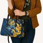 Parramatta Eels Rugby Leather Bag Fierce Mascot Geometric Tribal Art