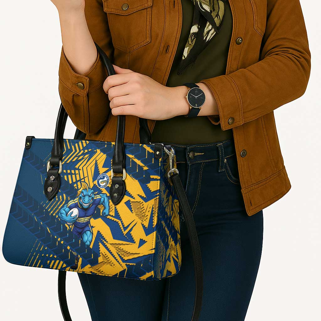Parramatta Eels Rugby Leather Bag Fierce Mascot Geometric Tribal Art