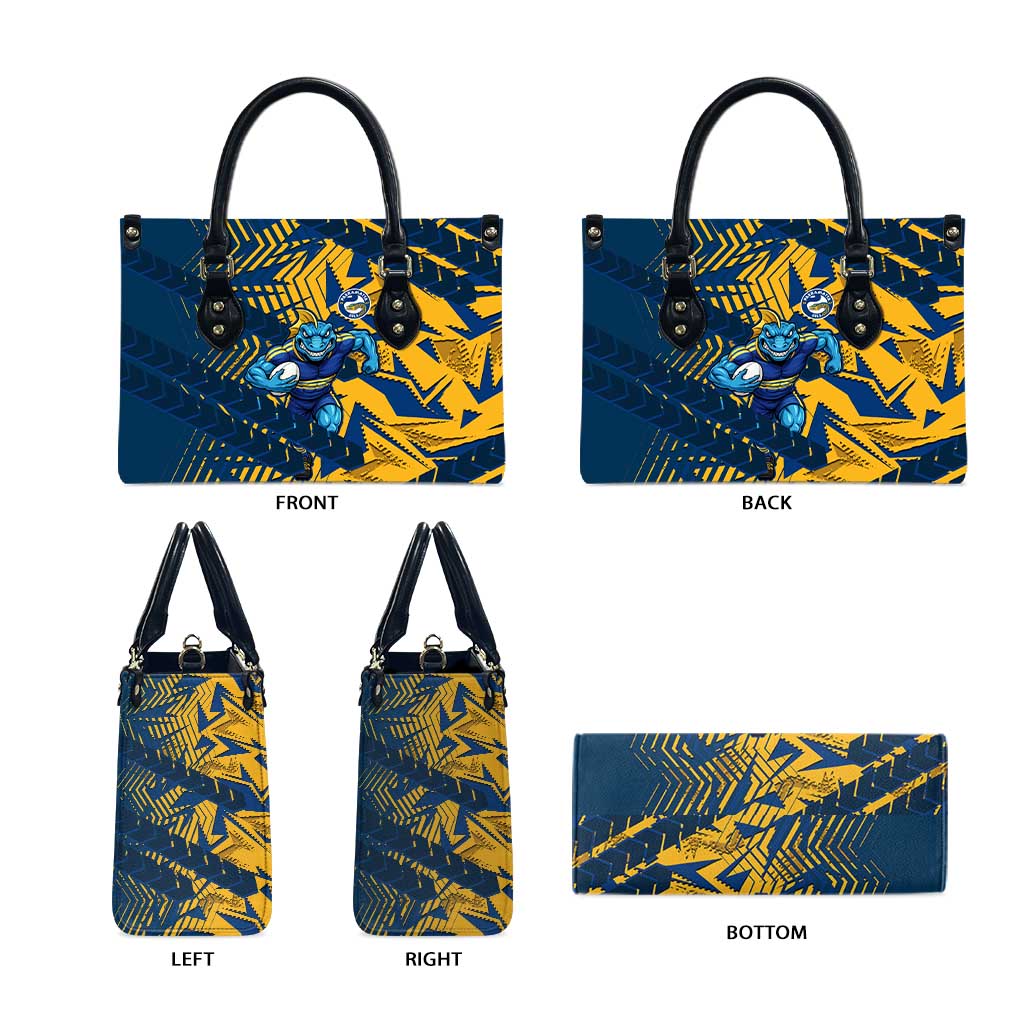 Parramatta Eels Rugby Leather Bag Fierce Mascot Geometric Tribal Art