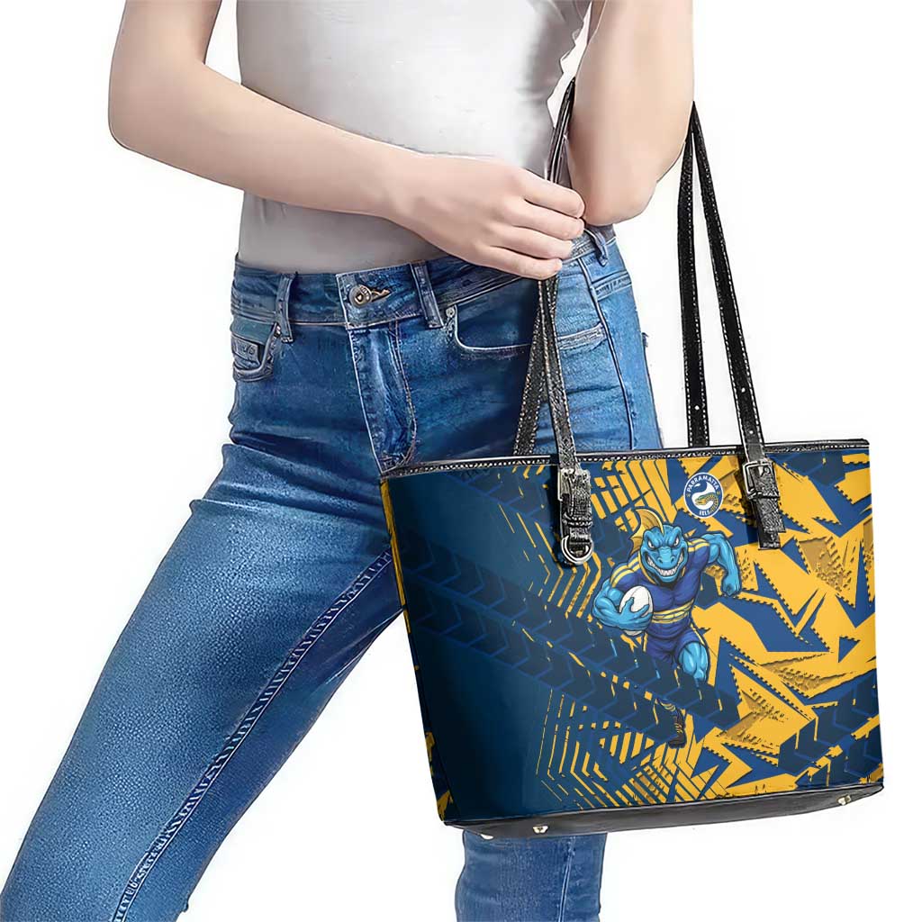 Parramatta Eels Rugby Leather Tote Bag Fierce Mascot Geometric Tribal Art